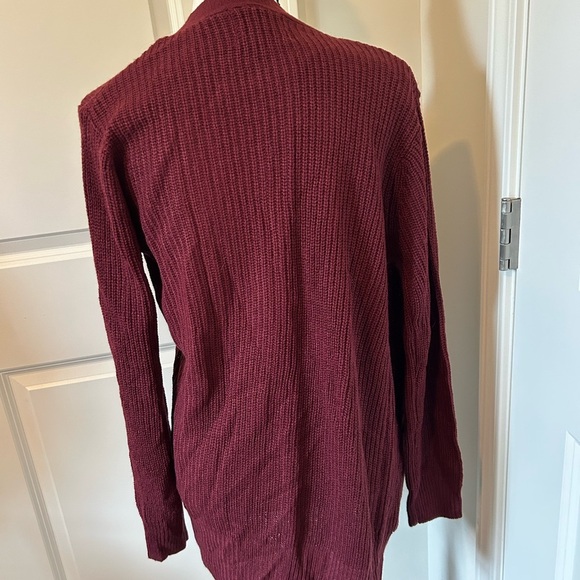 Maroon open cardigan with pockets long - Picture 3 of 3